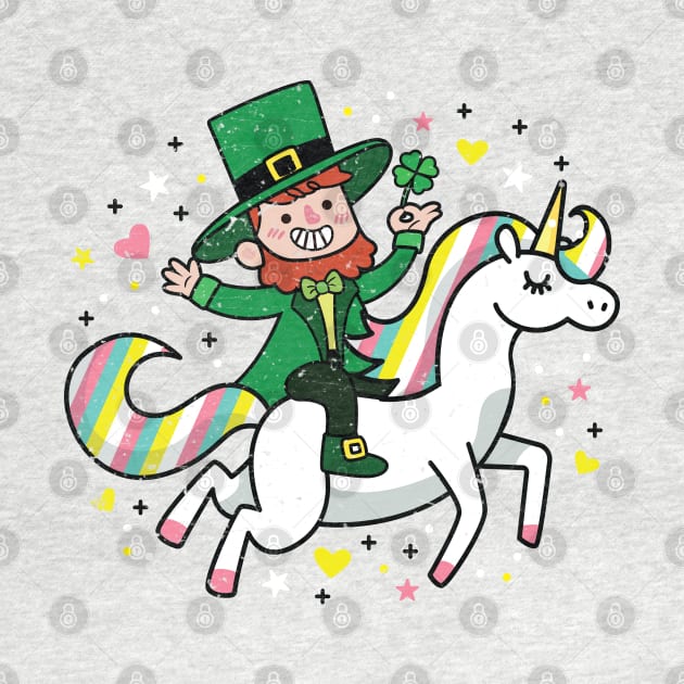 Leprechaun Riding a Unicorn Funny St Patrick's Day by ghsp